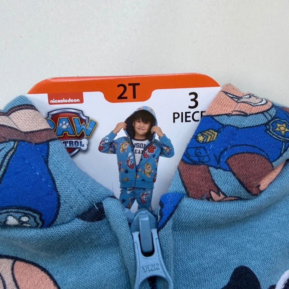 Paw Patrol Boys 3-Piece Hoodie T-Shirt and Jogger Pants Set Blue 2T NEW
